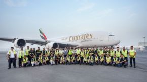 First Emirates A380 rolls in for full cabin refreshand refit